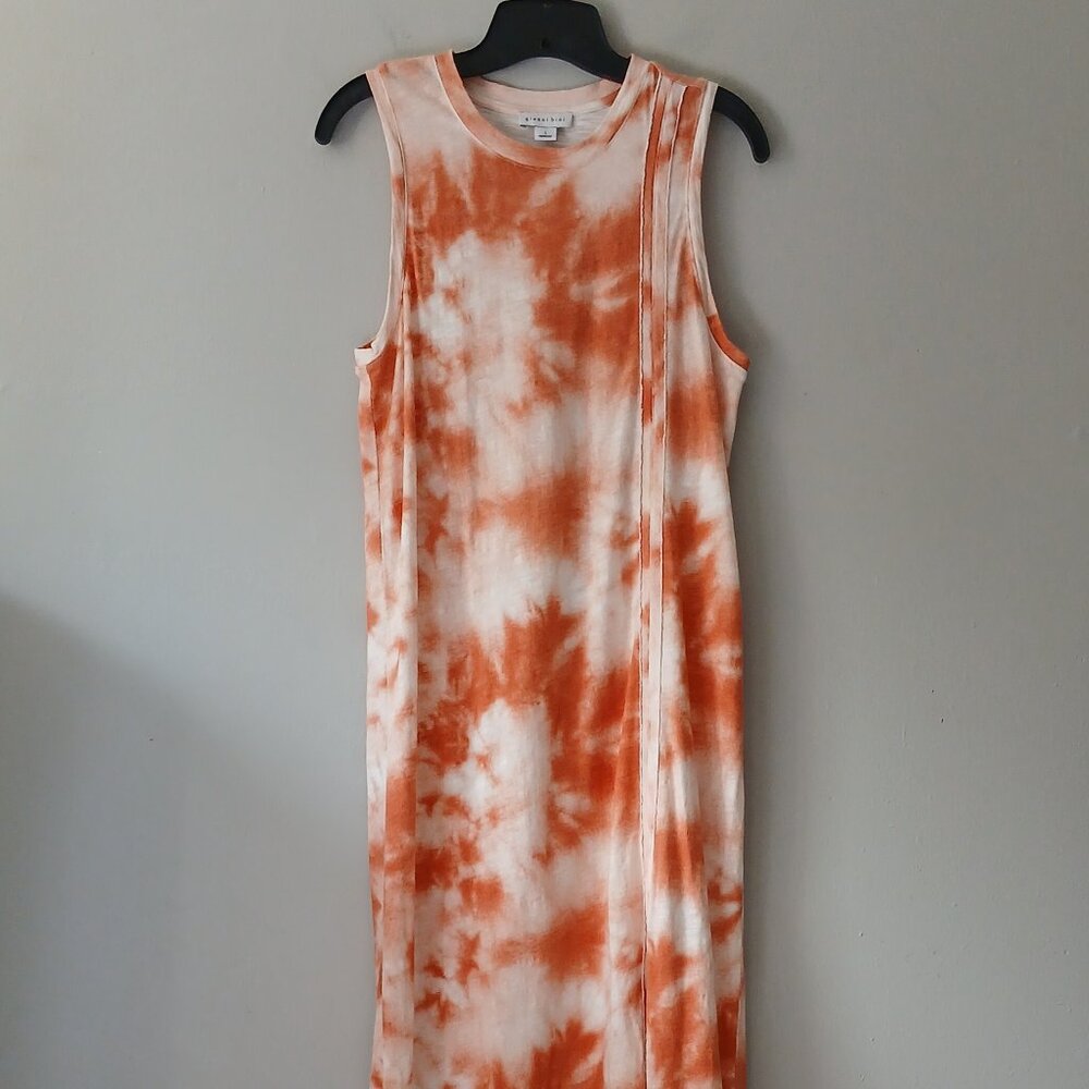 Gianni Bini Women's Size Small Maxi Sleeveless‎ Dress Tye Dye Orange 100% Cotton